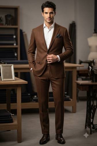 Tan brown casual blazer for men ::: men's party wear