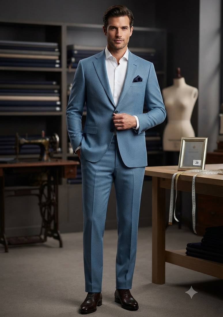 Sky blue casual blazer for men ::: men's party wear