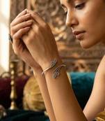 Oxidized Silver Floral Cuff Bracelet | Adjustable Boho Statement Bangle