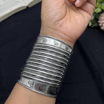 Handcrafted Silver Cuff Bracelet, Tribal Elephant Statement Bangle, Oxidized Silver Plated Brass Kada 2