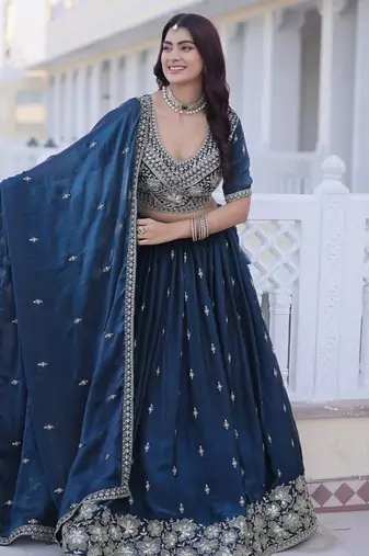 Fendy Silk Embroidery Work Lehenga Choli Set For Women's