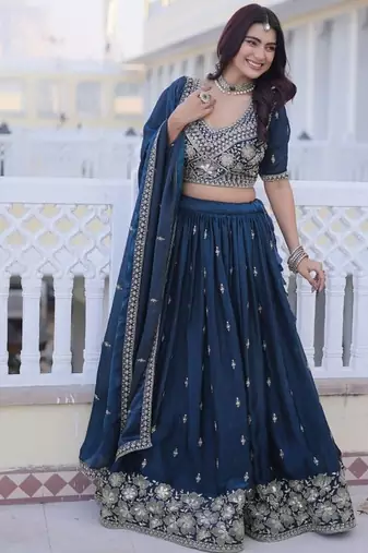 Fendy Silk Embroidery Work Lehenga Choli Set For Women's