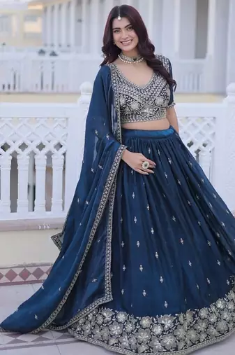 Fendy Silk Embroidery Work Lehenga Choli Set For Women's