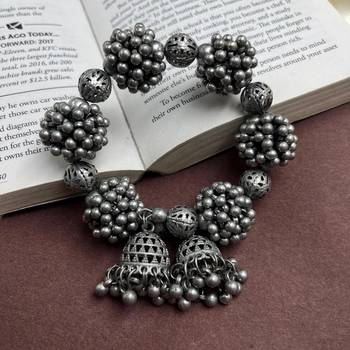 Oxidized Silver Floral Bracelet - 2-in-1 Hair Accessory - Indian Boho Jewelry 3