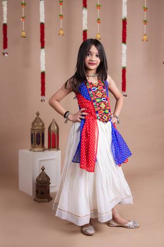 Navaratri special gota patti work lehenga with patch work top for kids