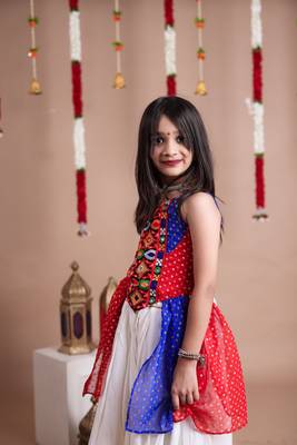 Navaratri special gota patti work lehenga with patch work top for kids 3
