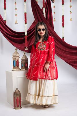 Navaratri special gota patti work lehenga with patch work top for kids 1