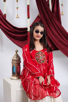 Navaratri special gota patti work lehenga with patch work top for kids 2