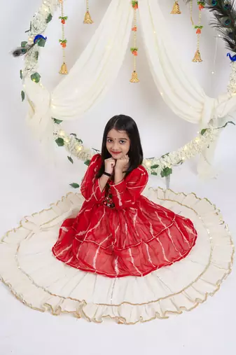 Navaratri special gota patti work lehenga with patch work top for kids