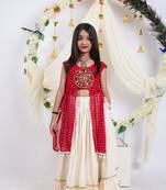 Navaratri special gota patti work lehenga with patch & cowrie lace work top for kids
