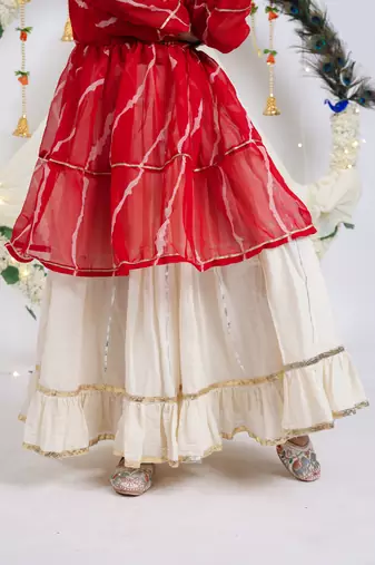 Navaratri special gota patti work lehenga with patch work top for kids