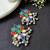 Multicolor Indian Earrings, Oxidized Silver Statement Earrings, Floral Enamel Earrings