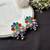 Multicolor Indian Earrings, Oxidized Silver Statement Earrings, Floral Enamel Earrings