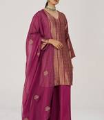 Grape wine pure banarasi festive kurta set