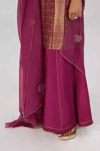Grape wine pure banarasi festive kurta set
