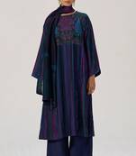 Medieval blue silk festive kurta set