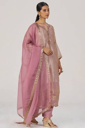 Deauville mauve tissue festive kurta set