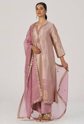 Deauville mauve tissue festive kurta set 3