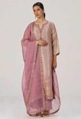 Deauville mauve tissue festive kurta set 4