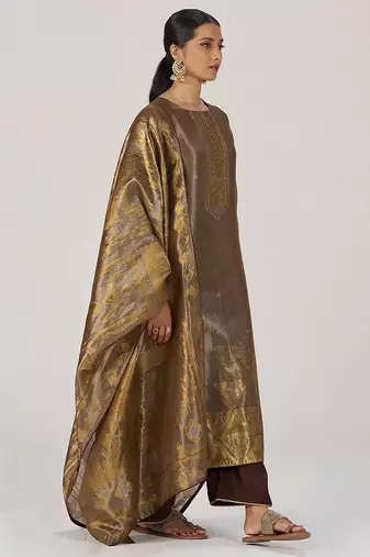Glittered chocolate fudge kurta set
