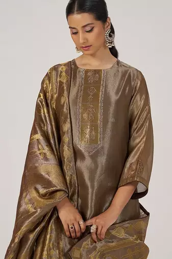 Glittered chocolate fudge kurta set