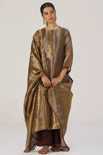 Glittered chocolate fudge kurta set