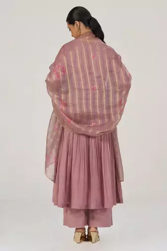 Woodrose chanderi silk festive kurta set