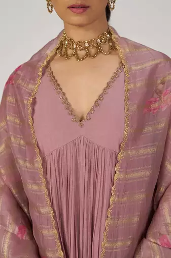 Woodrose chanderi silk festive kurta set