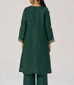 Deep emerald green festive silk kurta set