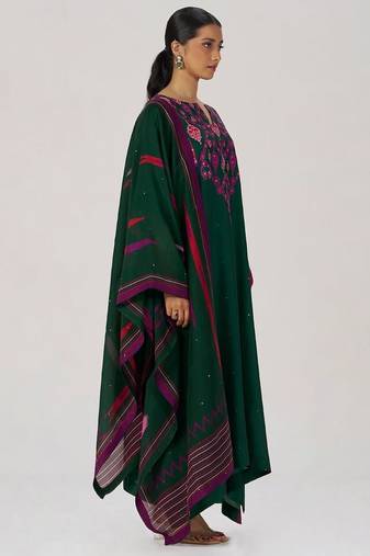 Evergreen silk festive kaftaan set