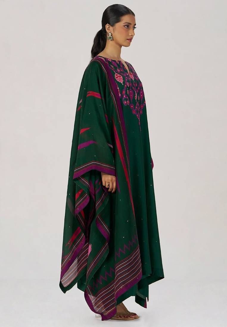 Evergreen silk festive kaftaan set