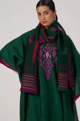 Evergreen silk festive kaftaan set
