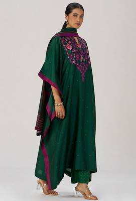 Evergreen silk festive kaftaan set 4