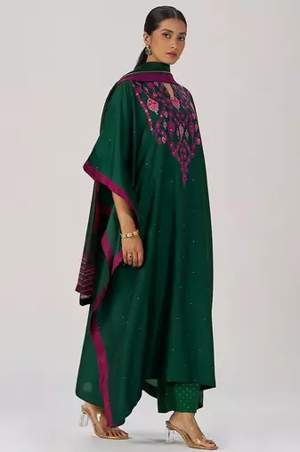 Evergreen silk festive kaftaan set