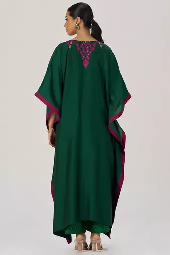 Evergreen silk festive kaftaan set