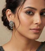 Oxidized German Silver Lord Ganesha Stud Earrings: Indian Jewelry Gift