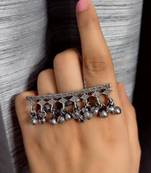 Oxidized Silver Ghungroo Bell Ring: Adjustable Boho Indian Jewelry