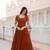 Rust embroidered georgette fully stitched flared anarkali gown