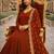 Orange georgette stitched anarkali gown with zari embroidered dupatta ethnic wear
