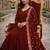Maroon georgette stitched anarkali gown with zari embroidered dupatta ethnic wear