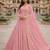Baby pink georgette stitched anarkali gown with zari embroidered dupatta ethnic wear