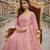 Baby pink georgette stitched anarkali gown with zari embroidered dupatta ethnic wear