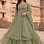 Olive green embroidered vichitra silk fully stitched lehenga set with dupatta
