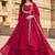 Red embroidered vichitra silk fully stitched lehenga set with dupatta