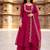 Red embroidered vichitra silk fully stitched lehenga set with dupatta