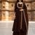 Brown embroidered vichitra silk fully stitched lehenga set with dupatta