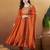 Orange embroidered vichitra silk stitched kurta pant with dupatta ethnic wear suit set