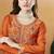 Orange embroidered vichitra silk stitched kurta pant with dupatta ethnic wear suit set
