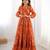 Orange floral printed georgette fully stitched flared anarkali gown