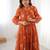 Orange floral printed georgette fully stitched flared anarkali gown